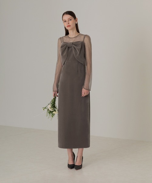 Leja（レジャ） ドレス 「LEJA」2WAYリボンビスチェドットストーン
