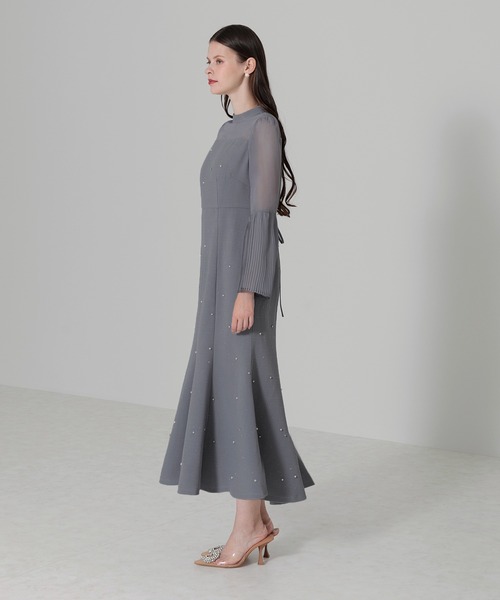 Leja（レジャ） ドレス 「LEJA」パールビジュー付き透け感プリーツ