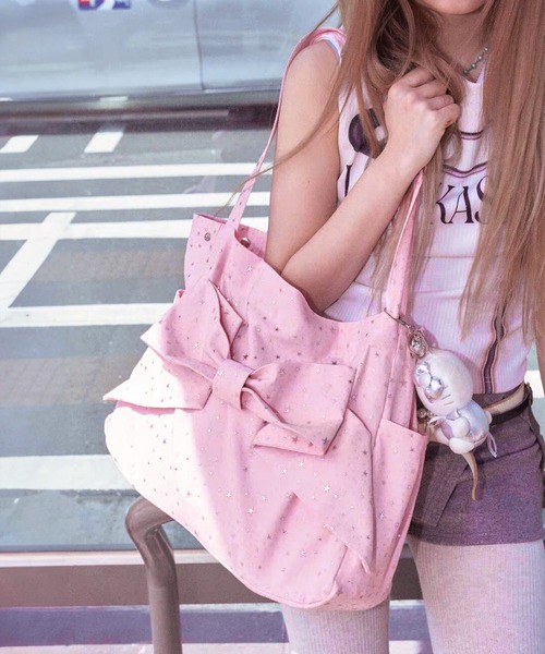 LA VORAGINE（ラ ヴォラジネ） トートバッグ 星スター柄ビッグリボン大