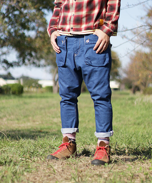 ネイタルデザイン G55 濃紺 フラップ サルエル デニムパンツ W32