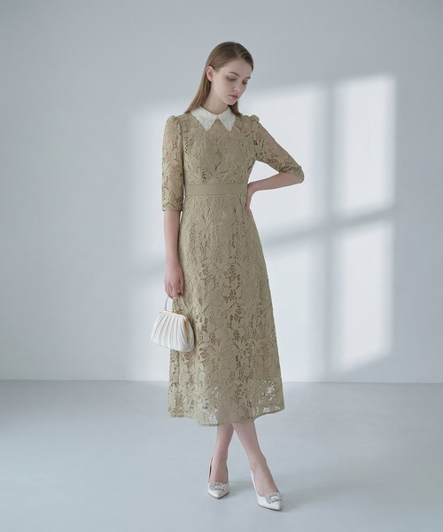 Leja（レジャ） ドレス 「LEJA」花柄レースビジューカラーAライン