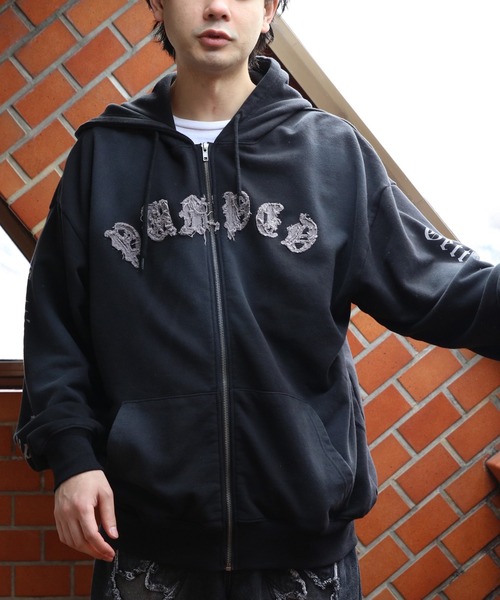 Paleduskパッチワークフーディ ジップパーカー Paleduskパッチワーク