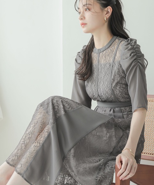 niana（ニアナ） ドレス シフォン切り替えレース パーティードレス