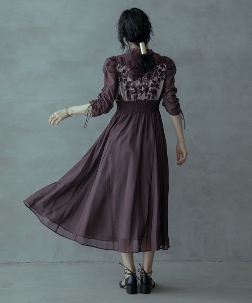 niana（ニアナ） ドレス フラワーレース×オーガンジーパーティードレス