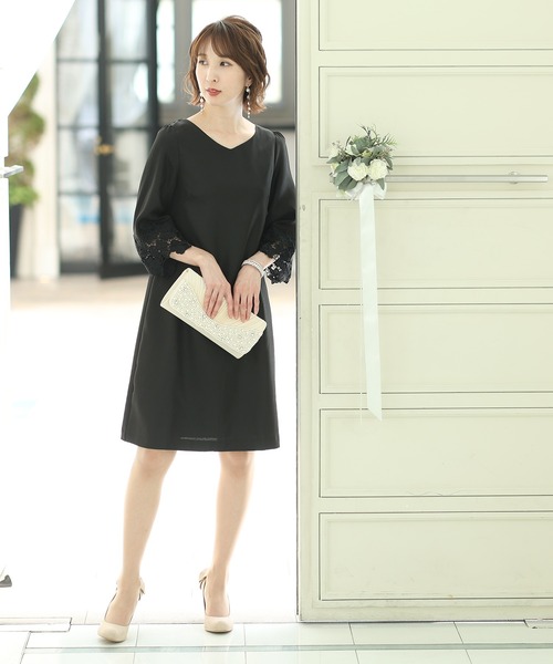 PourVous（プールヴー） ドレス 七分袖＆ひざ丈ワンピースドレス