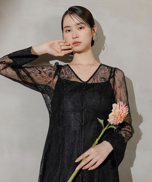 Kana ドレス 総レース ティアード Aライン ワンピースドレス