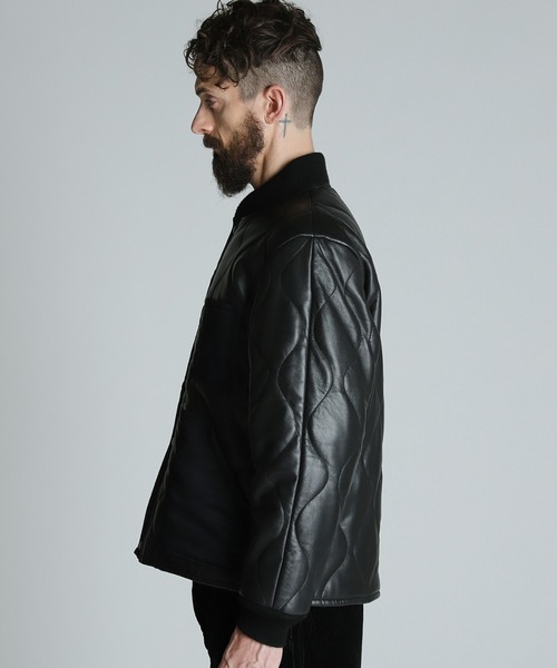 Schott レザーコンビシングルライダースブラック MEDIUM