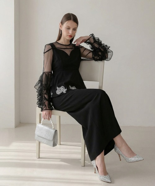 Leja（レジャ） ドレス 「LEJA」シアースリーブフリルペプラムタイト