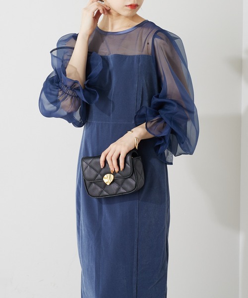 Chico（チコ） ドレス 「SALON by Chico限定」配色シースルータイト