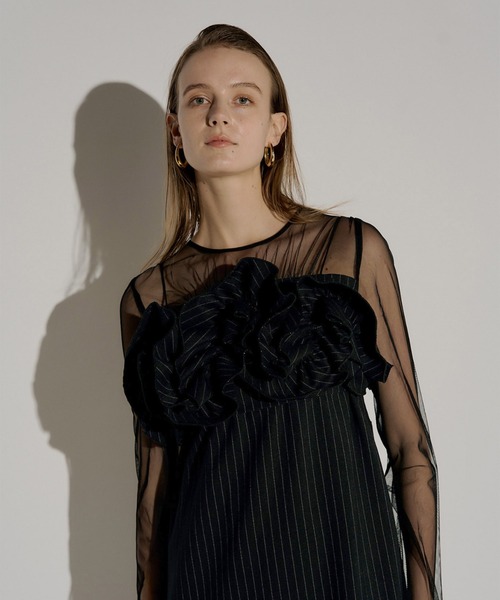 LE'RURE ドレス Wavy frill bustier stripe dress : ZOZOTOWN Yahoo!店