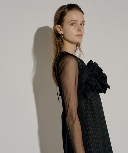 LE'RURE ドレス Wavy frill bustier stripe dress : ZOZOTOWN Yahoo!店