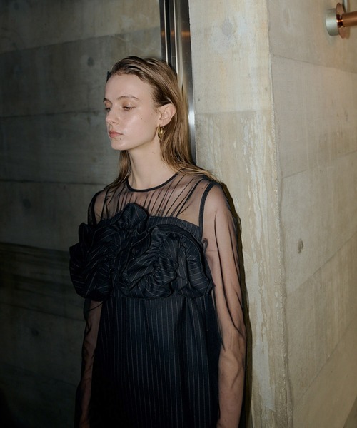 LE'RURE ドレス Wavy frill bustier stripe dress : ZOZOTOWN Yahoo!店