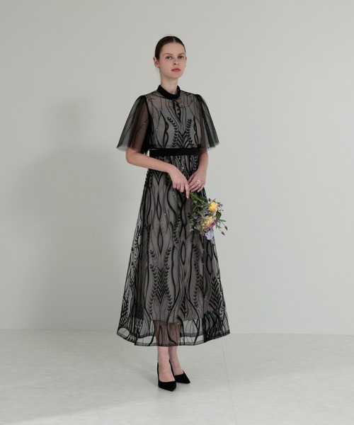 Leja（レジャ） ドレス 「LEJA」ボレロ付きレース刺繍プチハイネック