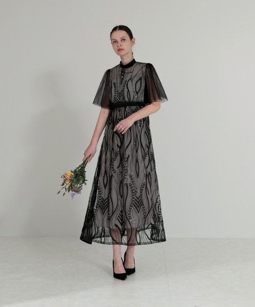 Leja（レジャ） ドレス 「LEJA」ボレロ付きレース刺繍プチハイネック