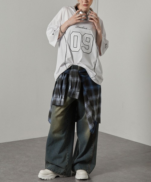 ジーンズ 「Alfred Alex」3WAYヴィンテージ加工ジップデザインバギー