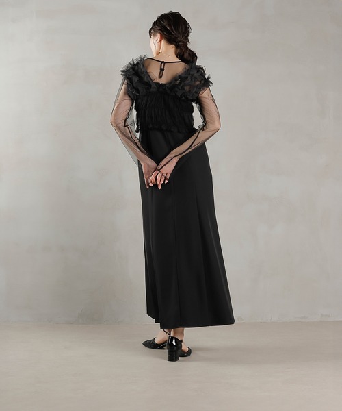 Kana ドレス チュール ボリューム フリル ベスト シアー トップス