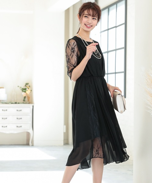 niana（ニアナ） ドレス レースプリーツイレヘムワンピースパーティー