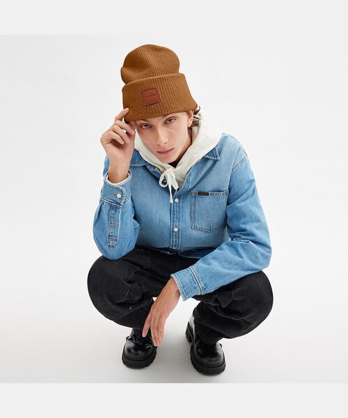 COACH（コーチ） ニット帽 ニットキャップ ニット ビーニー・レザー