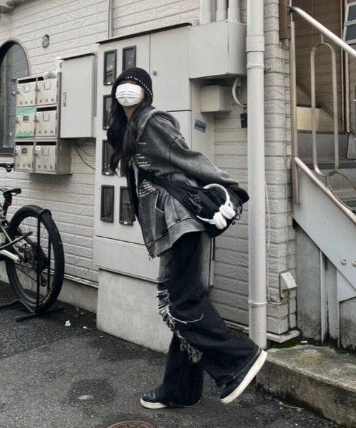 KsG パーカー レタープリントウォッシュビッグパーカー レディース