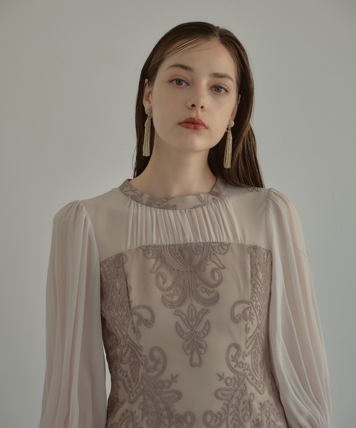 ANDRESD ドレス ダマスクギャザードレス / damask gather dress