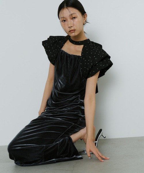 ANDRESD ドレス ドレープベロアドレス / drape velour dress