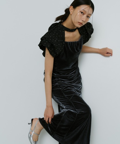 ANDRESD ドレス ドレープベロアドレス / drape velour dress