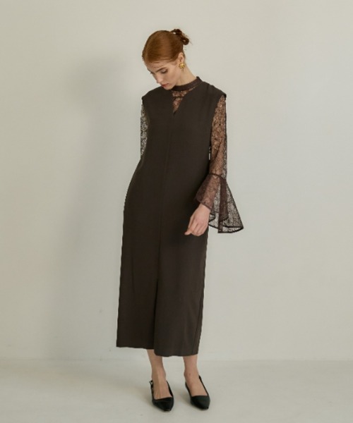 ANDRESD ドレス ベルスリーブスリットドレス / bell sleeve slit dress