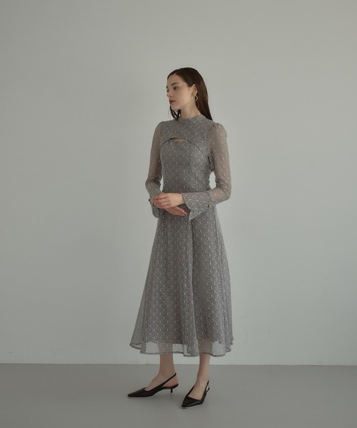 ANDRESD ドレス バックオープンジオメトリックドレス / back open