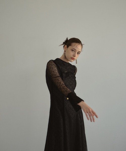 ANDRESD ドレス バックオープンジオメトリックドレス / back open