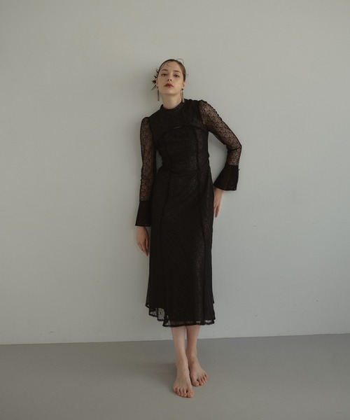 ANDRESD ドレス バックオープンジオメトリックドレス / back open