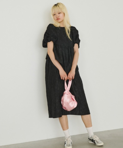 ANDRESD ドレス バブルスリーブジャガードドレス / bubble sleeve