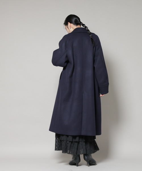極美品✨エストネーション 毛100% コクーン チェスターコート ネイビー
