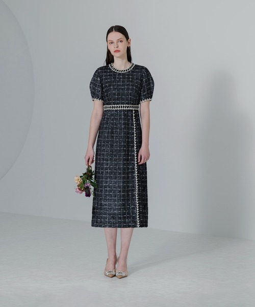 Leja（レジャ） ドレス 「LEJA」ツイード柄ハイウエストソフト