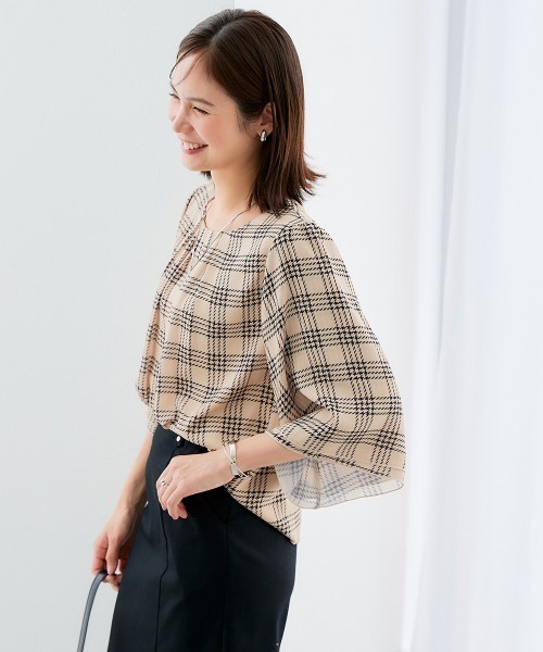 7days Life Styling ブラウス シャツ ジョーゼットエアリー7分袖