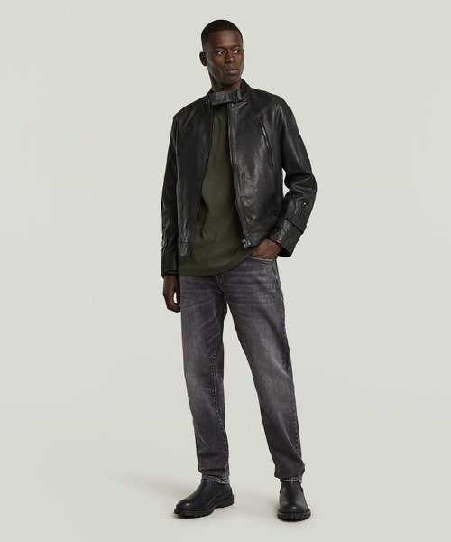 G-STAR RAW 革ジャン ライダース Biker Leather Jacket/シングルレザー