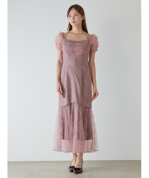 SNIDEL（スナイデル） ワンピース ギャザードレープレースドレス