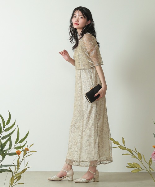 Kana ドレス 花柄刺繍 レースボレロ キャミワンピース 2点セット