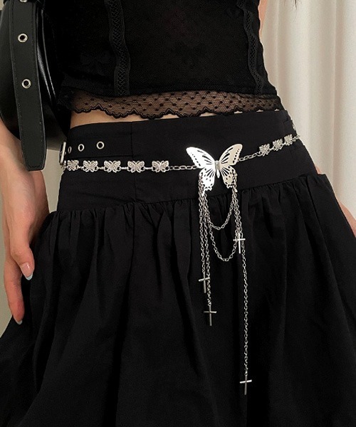 Mayree ベルト 「urge select」Y2K バタフライ シルバー チェーン