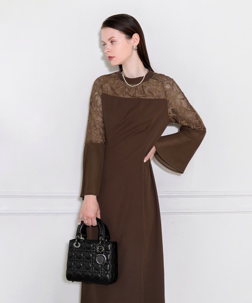 Leja（レジャ） ドレス 「LEJA」レース切替スリットAラインロング