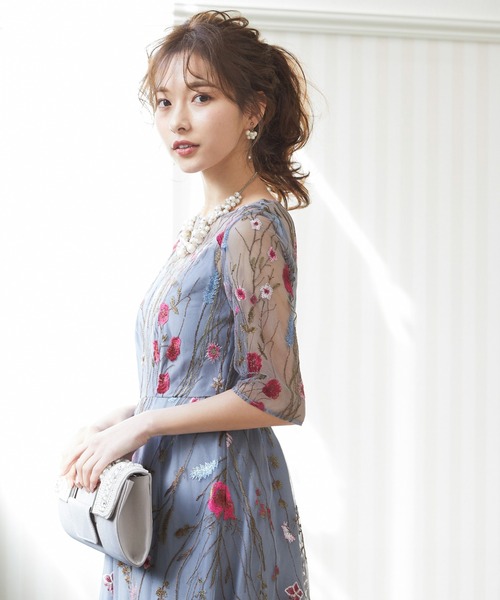 niana（ニアナ） ドレス ヴィンテージ風フラワー刺繍結婚式ワンピース