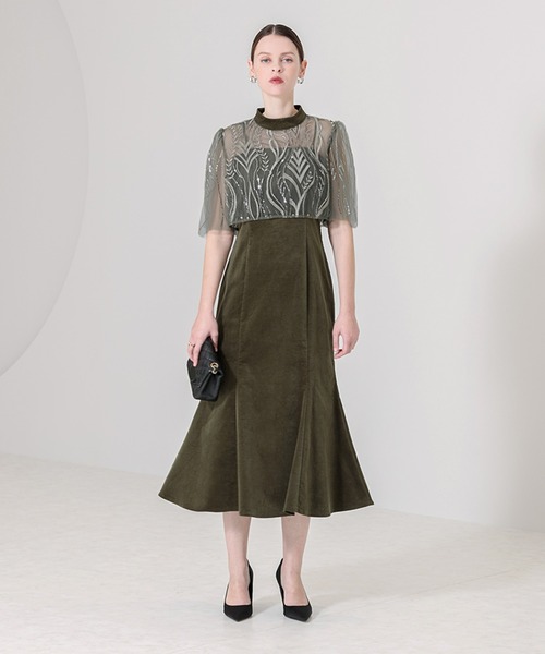 Leja（レジャ） ドレス 「LEJA」ケープ風スパンコール刺繍ボレロ