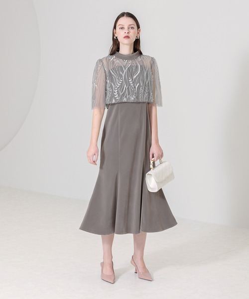 Leja（レジャ） ドレス 「LEJA」ケープ風スパンコール刺繍ボレロ