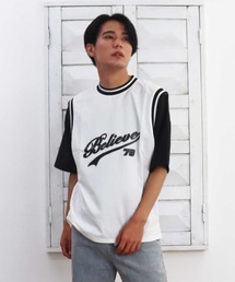 NO WAY tシャツ 「Bz」「LAnGe」レイヤードバスケ風シャツ 韓国系 韓国