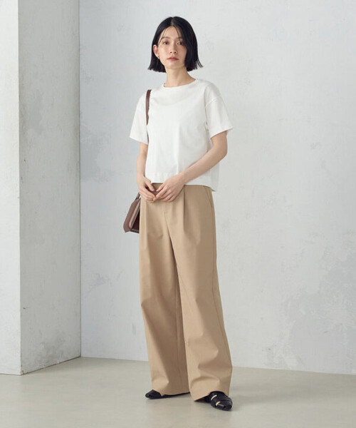 チノパン 「美しいベーシックパンツ」ワイドシルエット チノパンツ