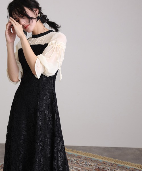 atlo（アトロ） ドレス 七分袖＆ロング パーティードレス ビスチェ風