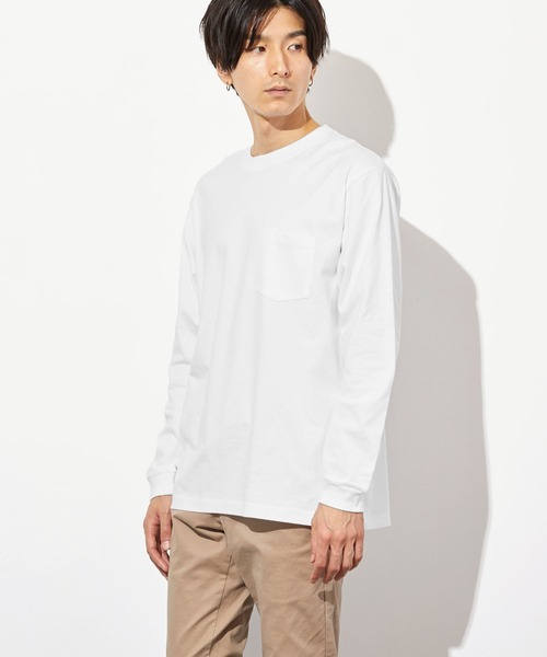 Hanes（ヘインズ） tシャツ ロンT 長袖 メンズ ポケT ポケット付き T