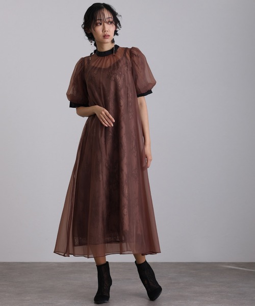 atlo（アトロ） ドレス 袖あり＆ロング パーティードレス シアー