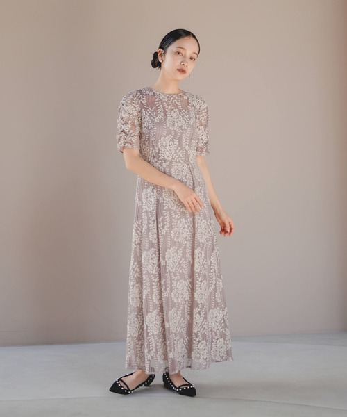 kaene（カエン） ドレス 配色レースエプロンワンピース「結婚式 二次会