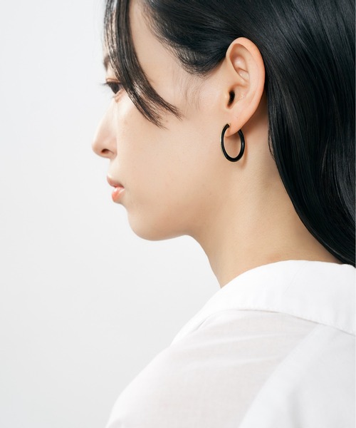 Jewel closet by L&Co. ピアス K18 オニキス フープ ピアス レディース