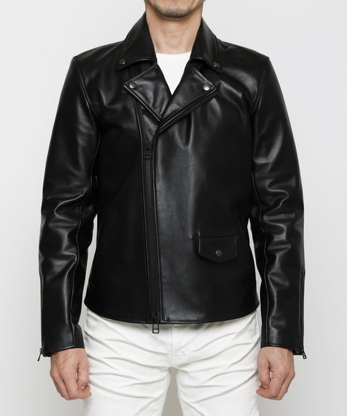 vanquish ライダース レザージャケット L 牛革 ダークネイビー カウ